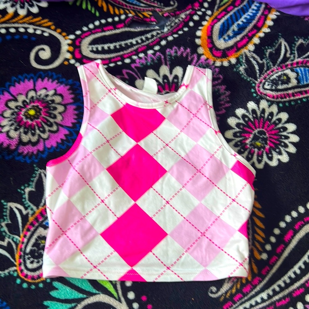 pink white and purple soft tank